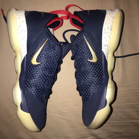 Nike Lebron 14 Low Midnight Navy/Metallic Gold "USA" Mens 11.5 Used - Picture 2 of 8